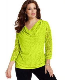 NY Collection Plus Size Top, Long Sleeve Lace Inset Tank   Plus Size