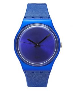 Swatch Watch, Unisex Swiss Intense Blue Glitter Blue Silicone Strap