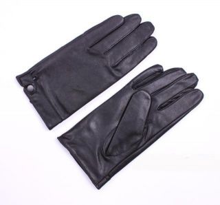 Mens Genuine Leather Lambskin Winter Warm Driving Riding Wrist Gloves