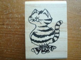 New Striped Kitty Cat Balloon by Eureka Stamps Rubber Stamp