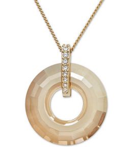 Swarovski Necklace, Gold Tone Circular Crystal Pendant   Fashion