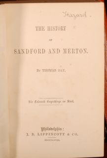 1868 History Sandford Merton Novel Thomas Day Illus