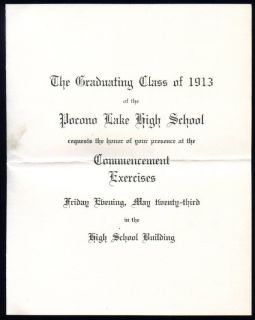 Pocono Lake High School (Monroe Co, PA) ~ Class of 1913 Commencement