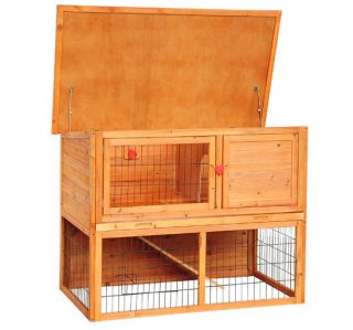 New Deluxe Wooden Rabbit House Wood Rabbit Hutch Little Pet Cage 3