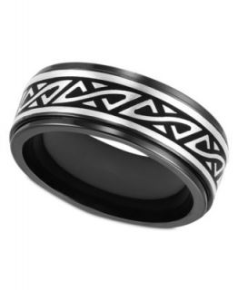 Mens Sterling Silver Ring, Black Diamond Braided Ring (1/4 ct. t.w