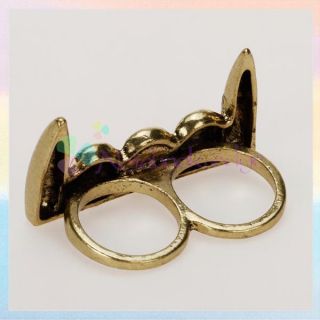 Punk Gothic Halloween Vampire Teeth Double Two Finger Ring New