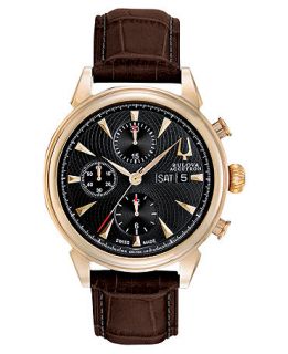 Bulova Accutron Watch, Mens Swiss Automatic Chronograph Gemini Brown