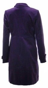Sutton Studio Womens Purple 14W Long Velvet Military Jacket Coat