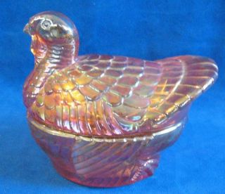 Imperial Carnival Glass Turkey Turkey on Nest