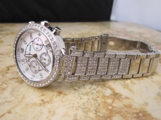 Michael Kors Womens Parker Silver Super Glitz Chrono Watch MK5572