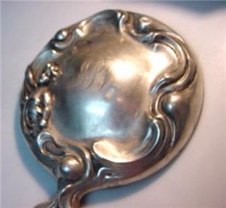 Vintage Ornate Sterling Silver Mirror Child Mermaid