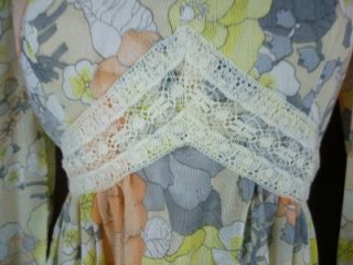 Vintage Act I Dress Sz 7 Floral Boho Victorian Lace Tie Ruffles