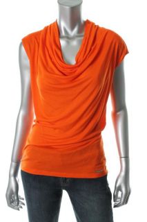 Michael Kors New Orange Cowl Neck Cap Sleeve Pullover Top Shirt M BHFO
