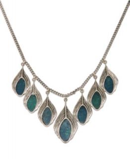 Lucky Brand Necklace, Silver tone Semi Precious Turquoise Peacock