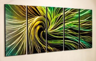 Metal Wall Art Abstract Modern Sculpture 5 Panel Electric Swirl