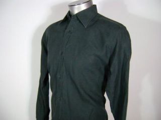 Gucci Black Linen Mens Dress Casual Shirt Sz 41 16 Italy Button Front