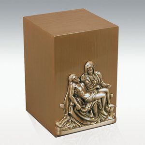 Michelangelo Pieta Bronze Cube Cremation Urn   