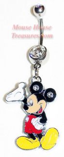 Disney Mickey Mouse Standing with Stones Dangle Belly Ring