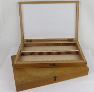 Vintage Pair Wood Brass Microscope Slide Boxes