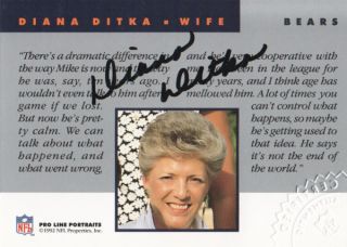 Line Portraits Wives Autograph Diana Ditka Auto Chicago Bears