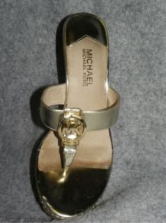 Michael Kors Palm Beach Wedge Womens Metallic Thong Sandals Size 6 5 M