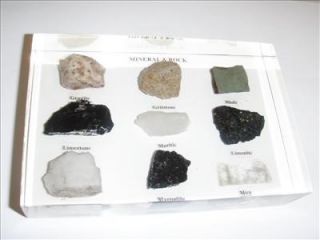 Mineral and Rock Collection Set in Clear Lucite