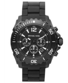 Michael Kors Watch, Mens Chronograph Drake Black Silicone Wrapped