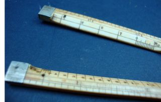 Victorian 3 to 12 inch Bone Four Fold Rule with Sloping Edges with