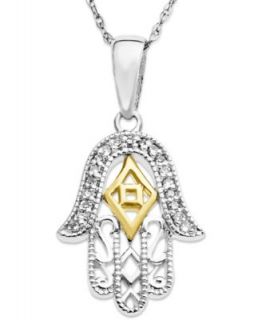 Effy Collection Diamond Necklace, 14k White Gold Diamond Hamsa Pendant
