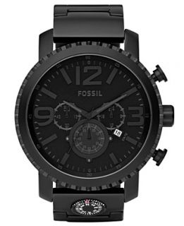 Fossil Watch, Mens Chronograph Gage Black Plated Stainless Steel
