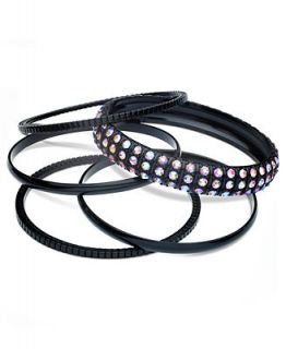 GUESS Bracelets, Set of 5 Hematite Tone Light Purple Glass Crystal