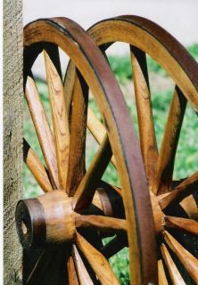 Two Wooden Wagon Wheels Decor Carts 42 Tall Western