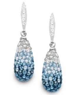 Kaleidoscope Sterling Silver Earrings, Blue Crystal Drop Earrings with