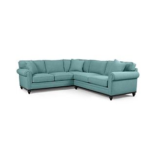 Martha Stewart Fabric Sectional Sofa, Club 3 Piece 138W x 100D x 31