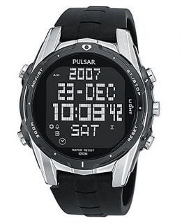 Pulsar Watch, Mens Chronograph Black Polyurethane Strap PQ2003   All
