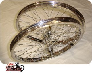 UKAI 36H 20 chrome wheels/rims 1987 Suzue sealed hubs. BMX old school