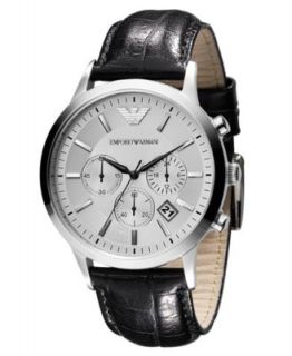 Emporio Armani Watch, Mens Black Leather Strap AR2020   All Watches