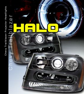 02 03 04 05 Chevy Trailblazer Halo Black Head Lights