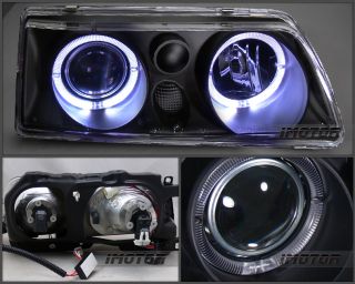 Honda 90 91 CRX Civic Dual Twin Angel Eye Halo Projector Black
