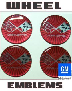 Red Corvette Wheels Rims Emblems Decals Stingray 67 68 69 70 71 72 75