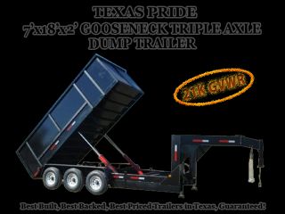 7x18x2 Texas Pride Gooseneck Triple Axle Dump Trailer 21K GVWR