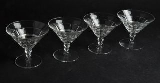 4pc Lot Vtg Heisey Pressed Glass Stemware Champagne Glasses Cross