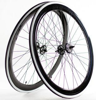 Fixie Freewheel Track Wheel Wheelset Deep V Black Tires