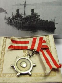 Antique Japanese Russo Japan War Pin Badge Navy Cruiser Kasuga Warship