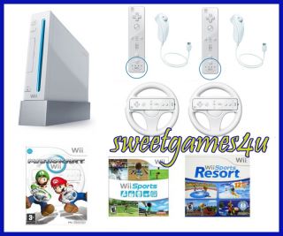 Nintendo Black Wii Console 3 Games 2 Players Bundle with Wii Sports