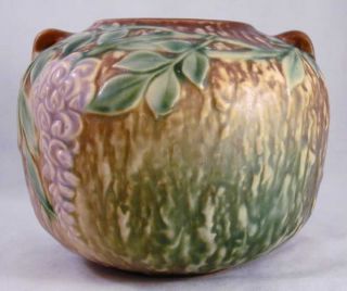 RARE Roseville Pottery Wisteria Brown Squat Vase