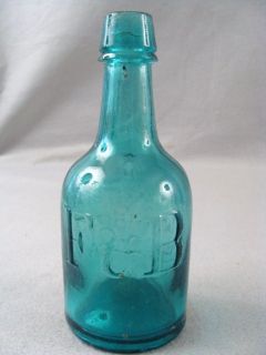 Antique Fairbanks Beard Boston Blue Green Squat 1860s Blob Top Soda