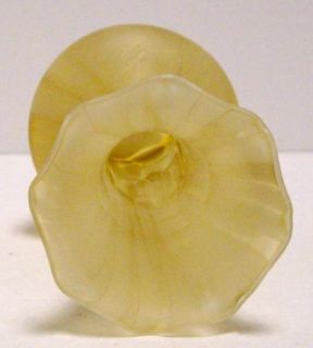 Art Glass Gold w White Drip Swirl Vase Scalloped Rim 7 7 8