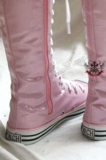 Punk Shiny PVC Patent Sneaker Knee Black Pink Rain Boot