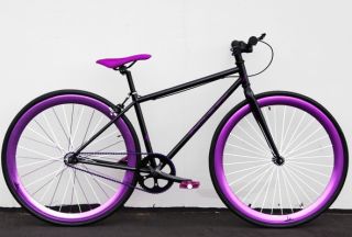 Bike Fixie Bike Road Bicycle 48cm w Deep 45mm Rims Grape Soda
